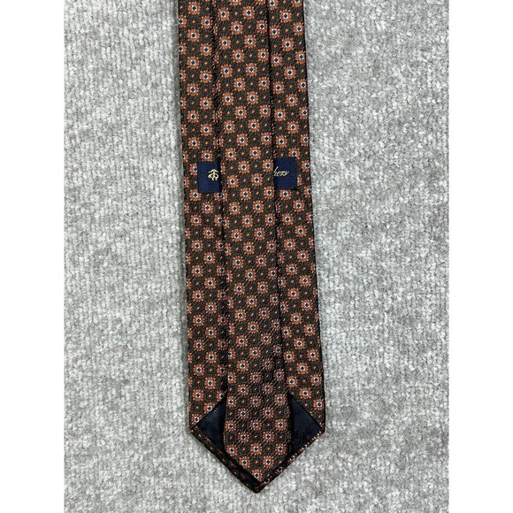 Brooks Brothers Makers‎ And Merchants SILK Tie Brown Orange Square Geometric - Picture 6 of 10